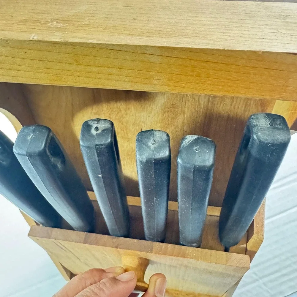 Fiskars Vintage Steak Knife Set 6 Piece Stainless Finland Wooden Wall‎ Block